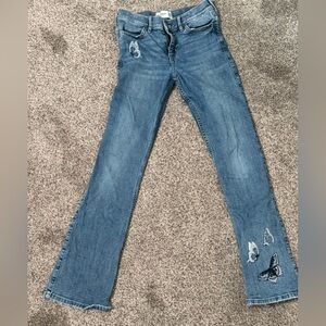 Kids Blue Jeans with Butterfly Embroidery